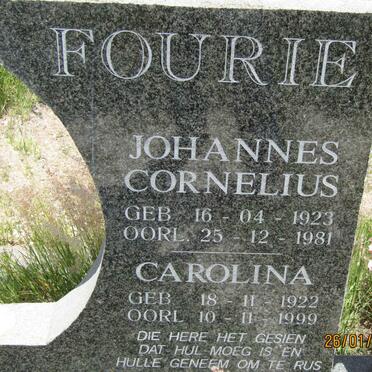 FOURIE Johannes Cornelius 1923-1981 &amp; Carolina 1922-1999