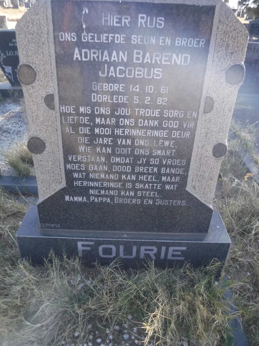 FOURIE Adriaan Barend Jacobus 1961-1982