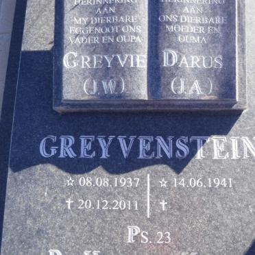 GREYVENSTEIN J.W. 1937-2011 &amp; J.A. 1941-