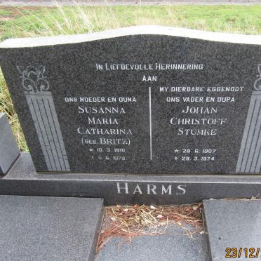 HARMS Johan Christoff Stumke 1907-1974 &amp; Susanna Maria Catharina BRITZ 1910-1978