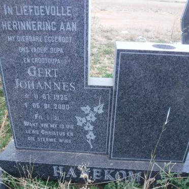 HANEKOM Gert Johannes 1925-2000