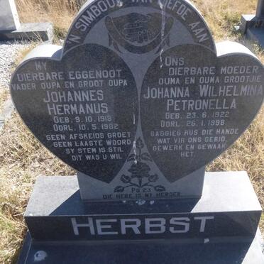 HERBST Johannes Hermanus 1918-1982 &amp; Johanna Wilhelmina Petronella 1922-1998