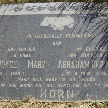 HORN Abraham Christiaan 1936-1984 &amp; Joyce Mary 1939-