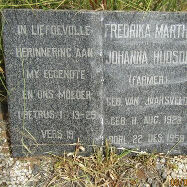 HUDSON Fredrika Martha Johanna formerly FARMER nee VAN JAARSVELD 1923-1959