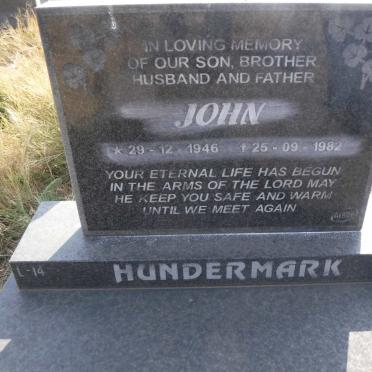HUNDERMARK John 1946-1982