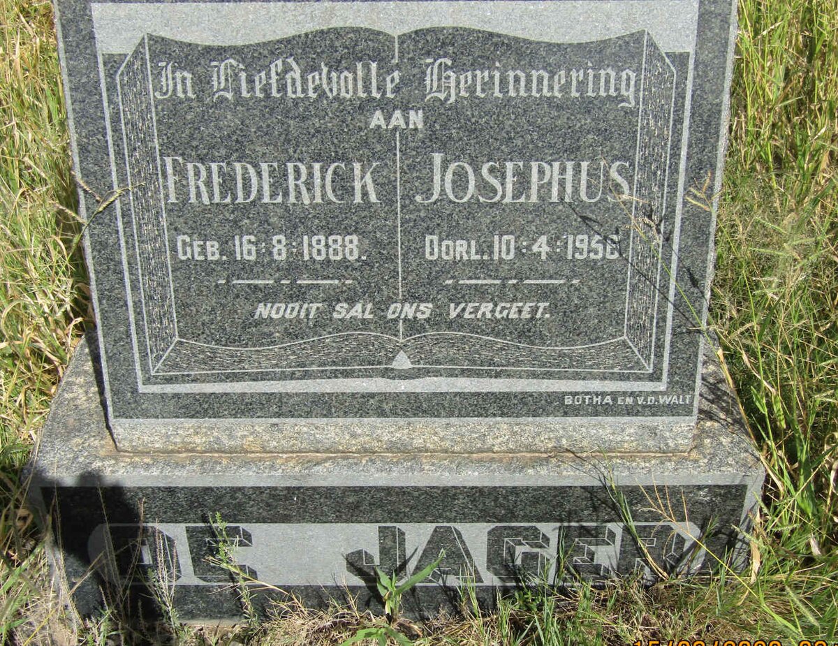 JAGER Frederick Josephus, de 1888-1956