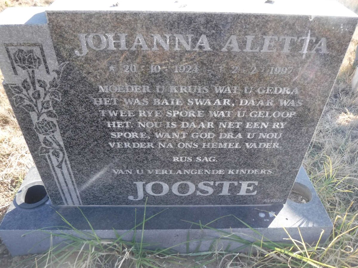 JOOSTE Johanna Aletta 1924-1997