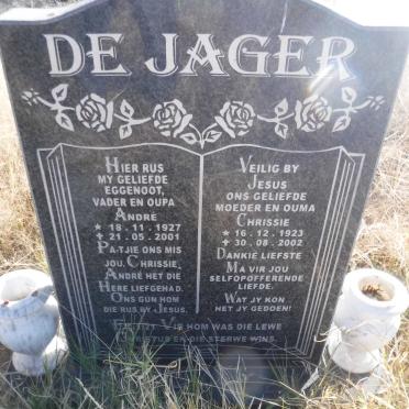 JAGER André, de 1927-2001 &amp; Chrissie 1923-2002