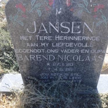 JANSEN Barend Nicolaas 1920-1988