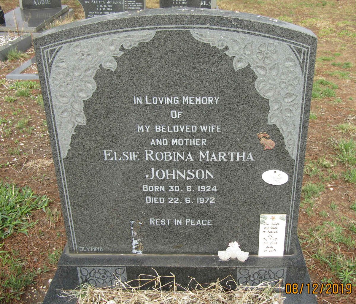 JOHNSON Elsie Robina Martha 1924-1972