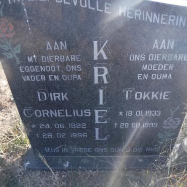 KRIEL Dirk Cornelius 1922-1996 &amp; Tokkie 1933-1999