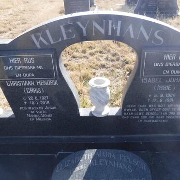 KLEYNHANS Christiaan Hendrik 1927-2018 &amp; Isabel Johanna 1928-1981