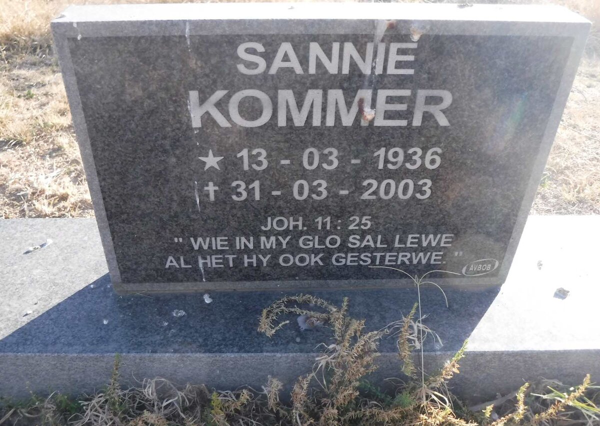 KOMMER Sannie 1936-2003