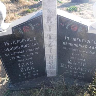 KRITZINGER Izak Zirk 1919-1999 &amp; Katie Elizabeth 1923-2005