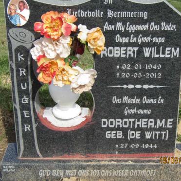 KRUGER Robert Willem 1949-2012 &amp; Dorothea M.E. DE WITT 1944 -