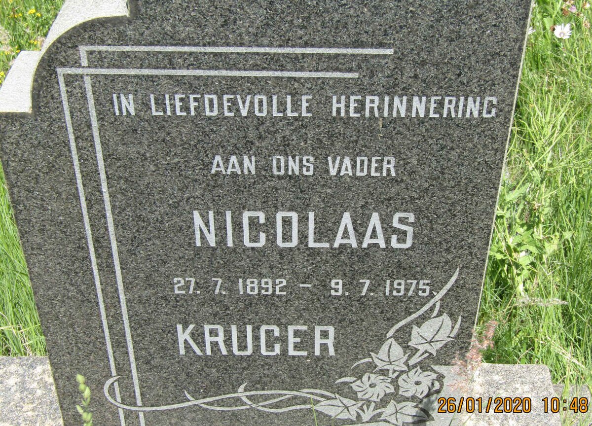 KRUGER Nicolaas 1892-1975