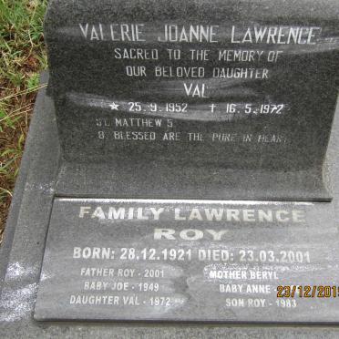 LAWRENCE Beryl :: LAWRENCE Joe -1949 :: LAWRENCE Anne -1950 :: LAWRENCE Roy -1983