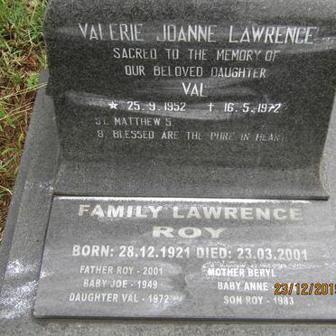 LAWRENCE Beryl :: LAWRENCE Joe -1949 :: LAWRENCE Anne -1950 :: LAWRENCE Roy -1983