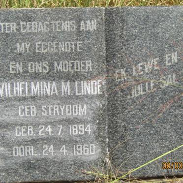 LINDE Wilhelmina M. STRYDOM 1894-1960