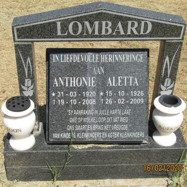 LOMBARD Anthonie 1920-2008 &amp; Aletta 1926-2009