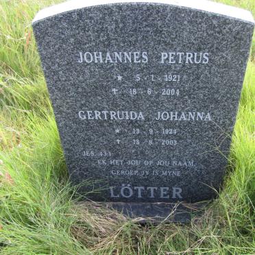 LÖTTER Johannes Petrus 1921-2004 &amp; Gertruida Johanna 1924-2003