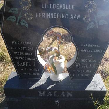 MALAN Sarel J. 1920-2000 &amp; J.A. 1924-2009
