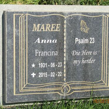 MAREE Anna Francina 1931-2015