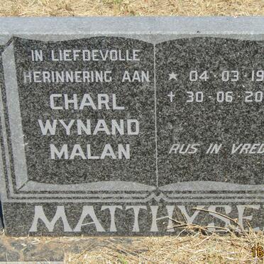 MATTHYSEN Charl Wynand Malan 1933-2009