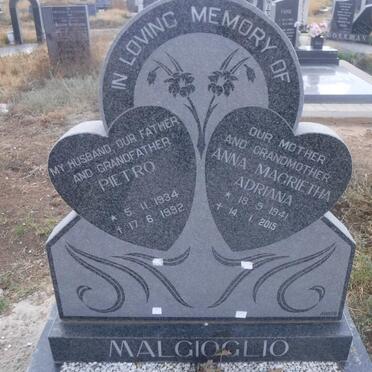 MALGIOGLIO Pietro 1934-1992 &amp; Anna Magrietha Adriana 1941-2015