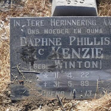 Mc KENZIE Daphne Phillis nee WINTON 1922-1989