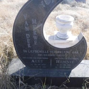 MERWE Hennie, van der 1916-2005 &amp; Alet 1925-2001