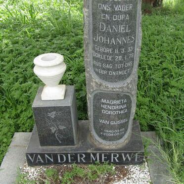 MERWE Daniel Johannes, van der 1933-1978 &amp; Magrieta Hendrina Dorothea VAN GIJSSEL 1940-2009
