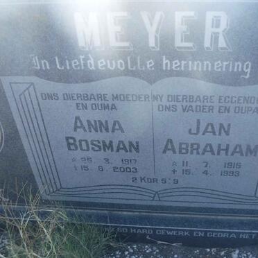 MEYER Jan Abraham 1915-1993 &amp; Anna BOSMAN 1917-2003