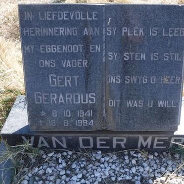 MERWE Gert Gerardus, van der 1941-1984