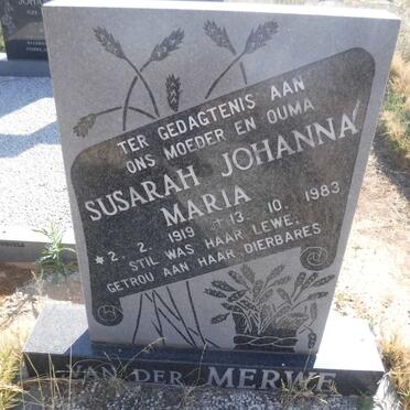 MERWE Susarah Johanna Maria, van der 1919-1983