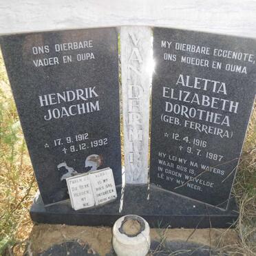 MERWE Hendrik Joachim, van der 1912-1992 &amp; Aletta Elizabeth Dorothea FERREIRA 1916-1987
