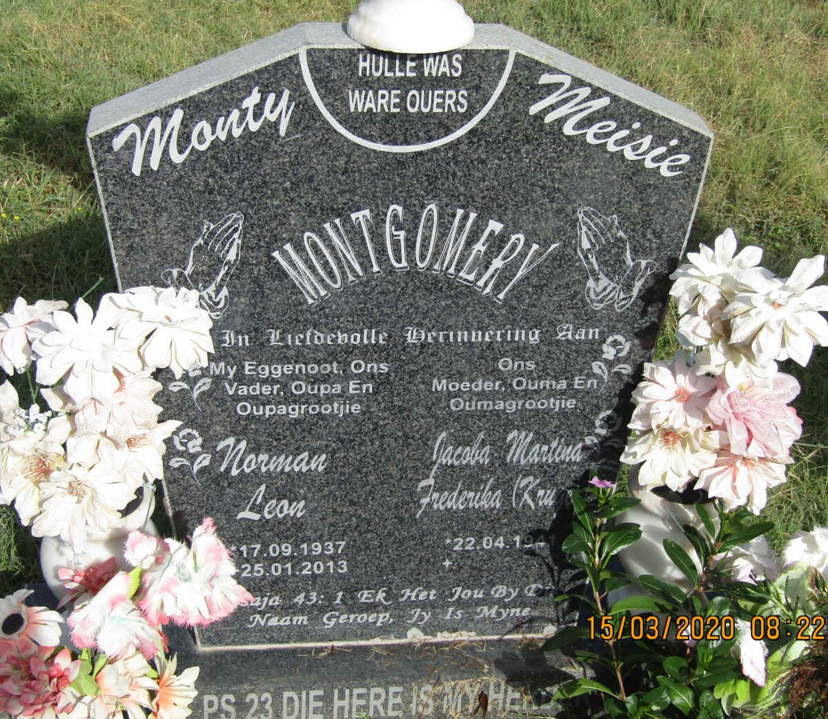 MONTGOMERY Norman Leon 1937-2013 &amp; Jacoba Martina Frederika KRU? 1941-
