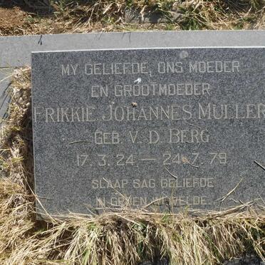MULLER Frikkie Johannes nee V.D. BERG 1924-1979