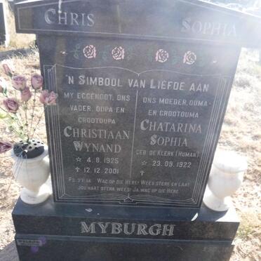 MYBURGH Christiaan Wynand 1925-2001 &amp; Chatarina Sophia voorheen HUMAN nee DE KLERK 1922-
