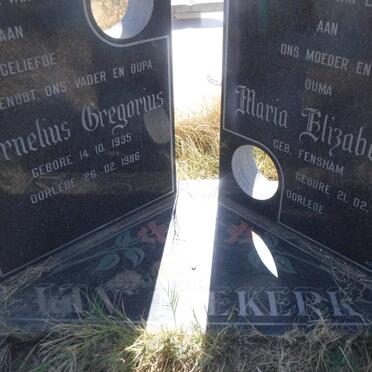 NIEKERK Cornelius Gregorius, van 1935-1986 &amp; Maria Elizabeth FENSHAM 1938-