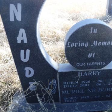 NAUDE Harry 1926-2001 &amp; Muriel  BUBB 1940-
