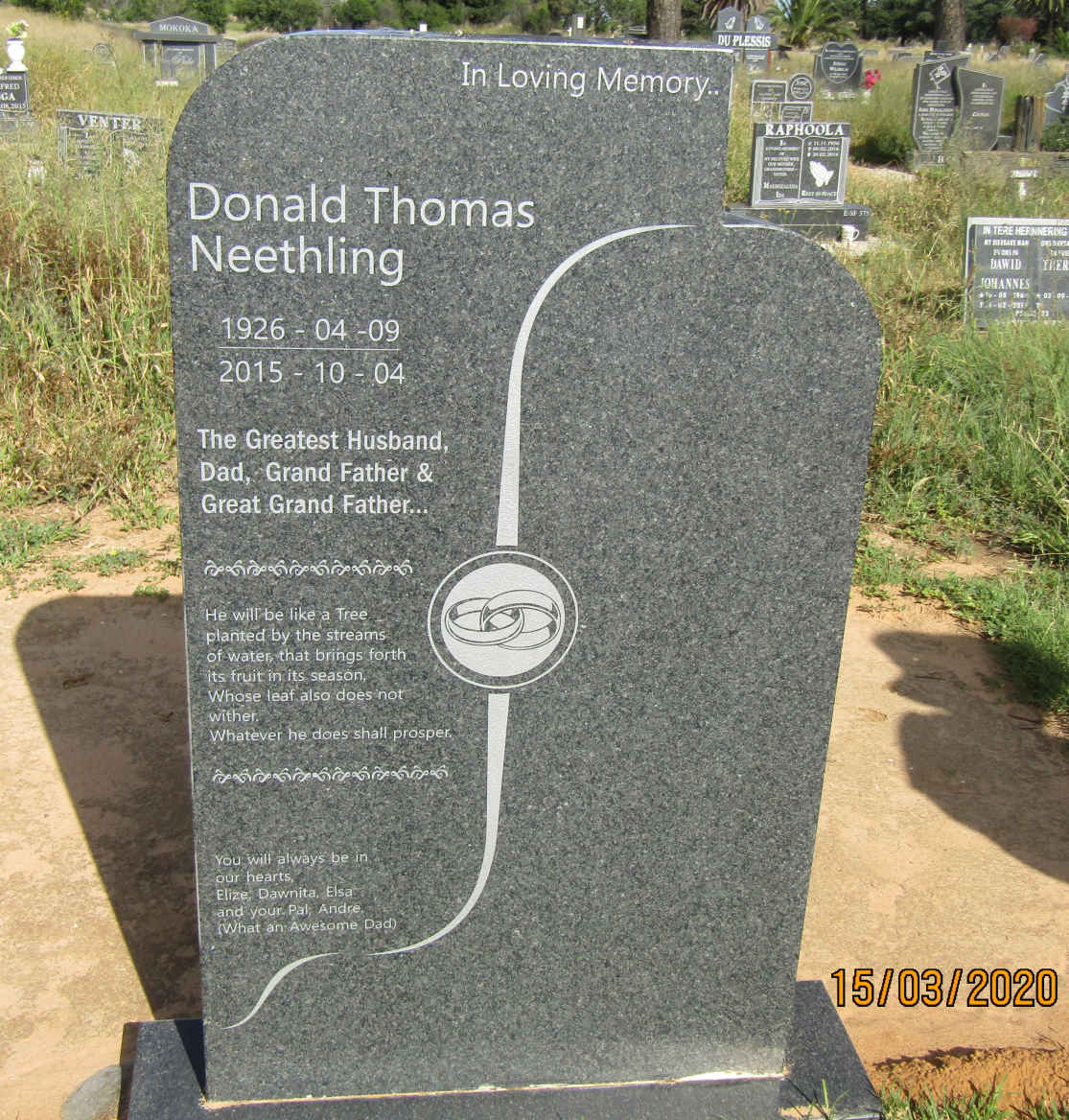 NEETHLING Donald Thomas 1926-2015