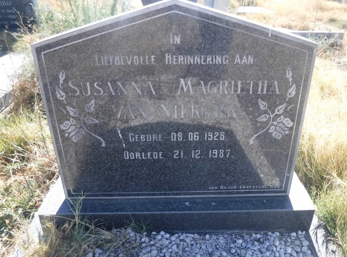 NIEKERK Susanna Magrietha, van 1928-1987