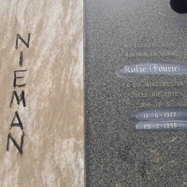 NIEMAN Fanie 1928-2007 &amp; Kotie FOURIE 1927-1988