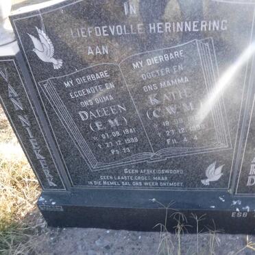 NIEKERK E.M., van 1941-1999 :: TALJAARD C.W.M. nee VAN NIEKERK  1964-1999