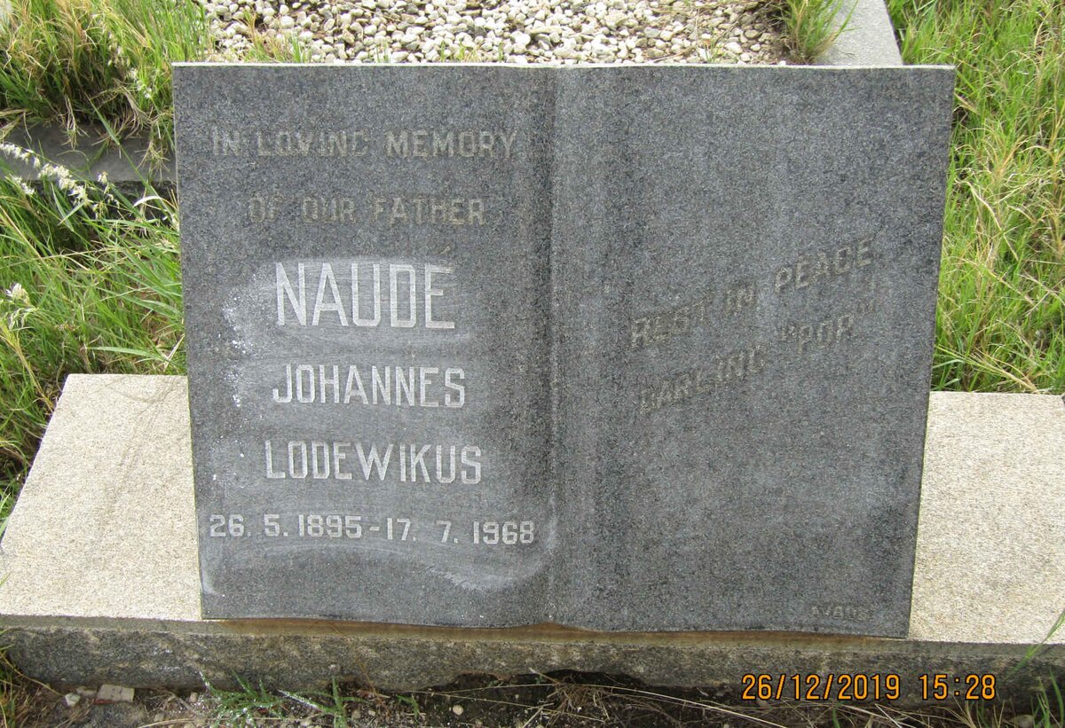 NAUDE Johannes Lodewikus 1895-1968