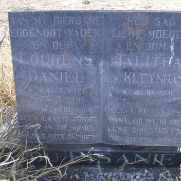 PISANIE Lourens Daniel, du 1926-1986 &amp; Talitha KLEYNHANS 1931-