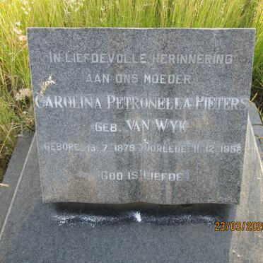 PIETERS Carolina Petronella nee van WYK 1879-1958