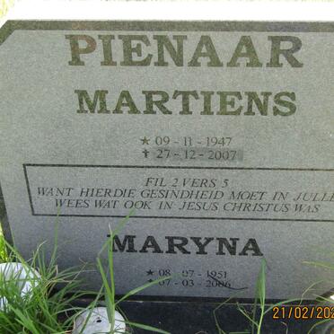 PIENAAR Martiens 1947-2007 &amp; Maryna 1951-2006