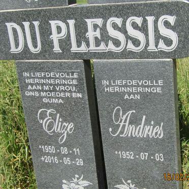 PLESSIS Andries, du 1952- &amp; Elize 1950-2016